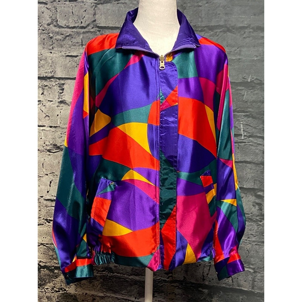 GDT TOO Womens Bomber Jacket One Size Purple Reversible 90s‎ Boho